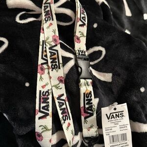Vans White Lanyard with Pink Floral Accents
